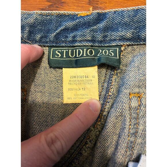 Studio 205 Vintage Maxi Denim Patchwork Skirt Boho Western Medium Size 28 - Picture 4 of 6